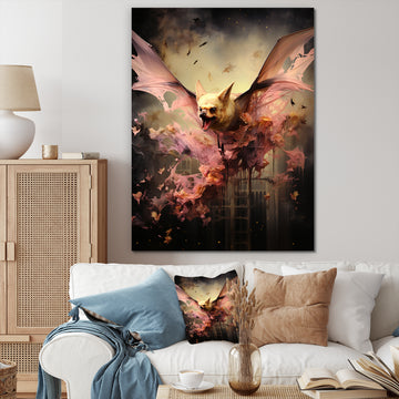 Abstract Pink and Black Bat Elegance - Bat Wall Decor